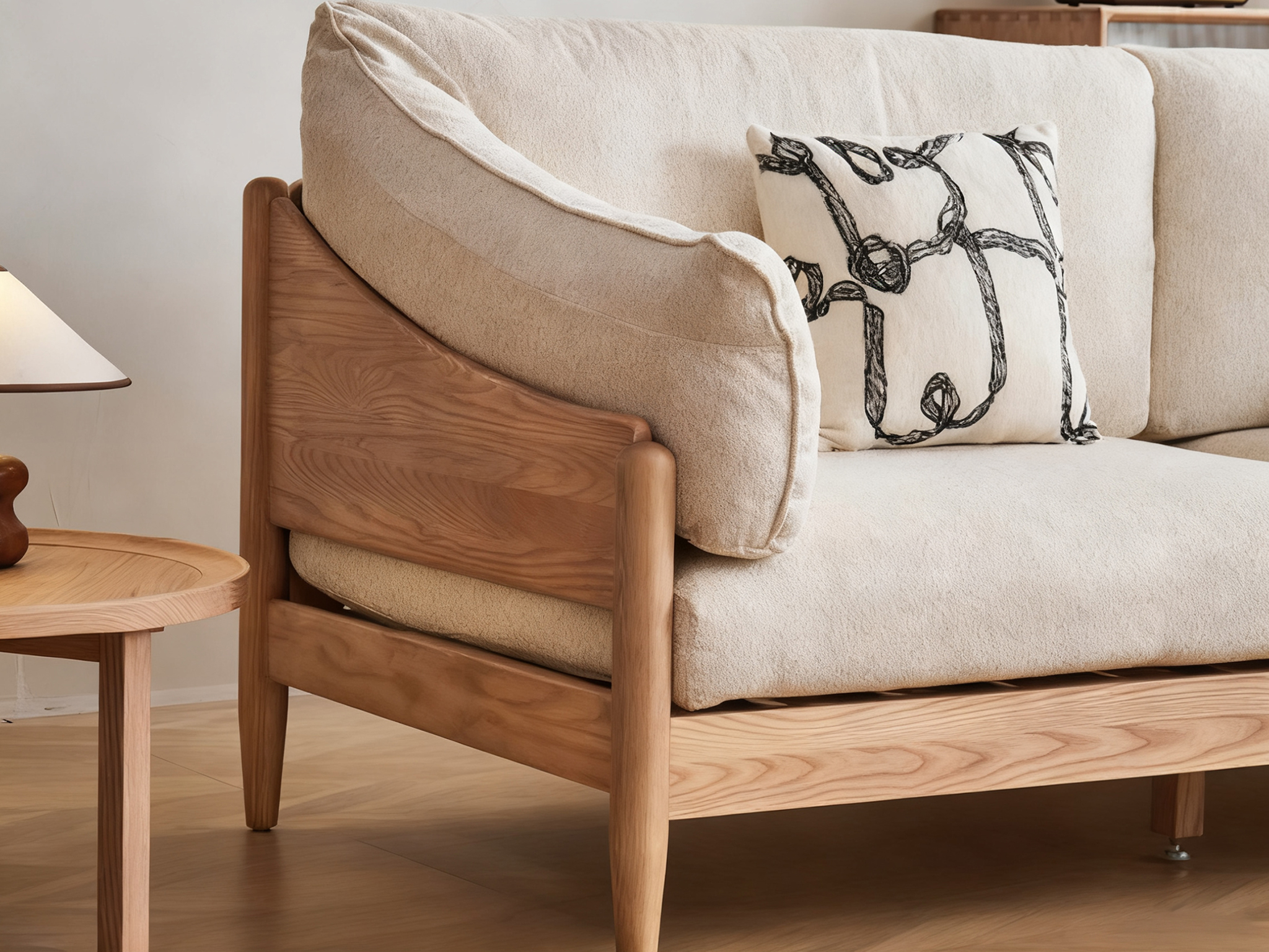 Elegant Solid Wood Upholstered North American Couch