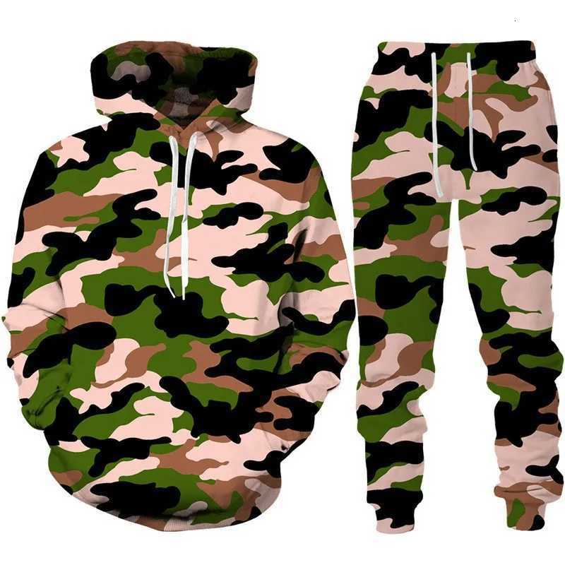 Camo Two Piece Hoodie Pant Sets Camouflage Tactical 3d Print Set Men Women Fashion HoodiePant 2Piece Set Sports Tracksuits Suit X251021