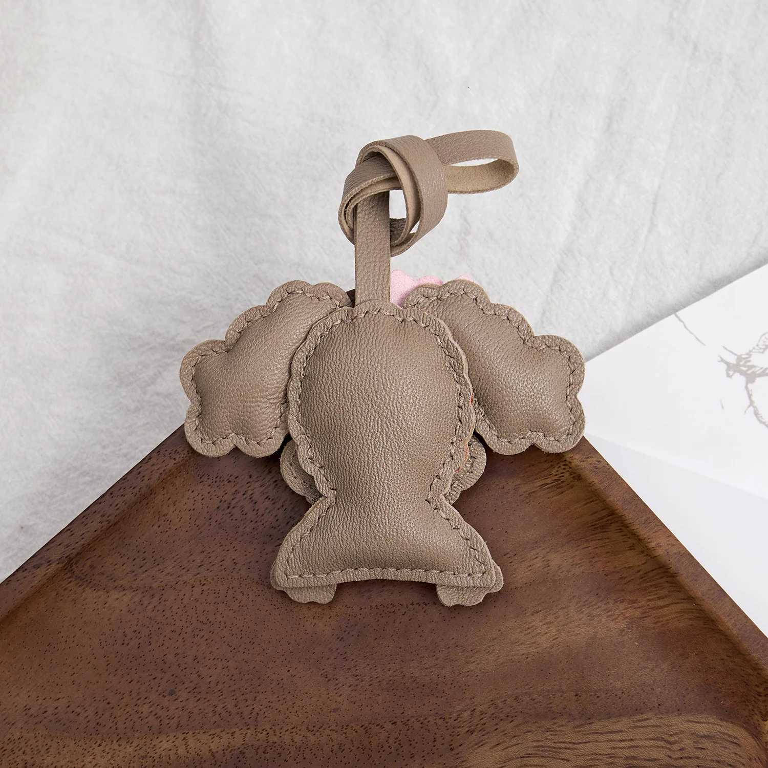 Handmade Real Leather Teddy Dog Bag Pendant Keychain Gift Cute Decoration Suitable For Bags Exquisite Charm Bag Accessories W251021