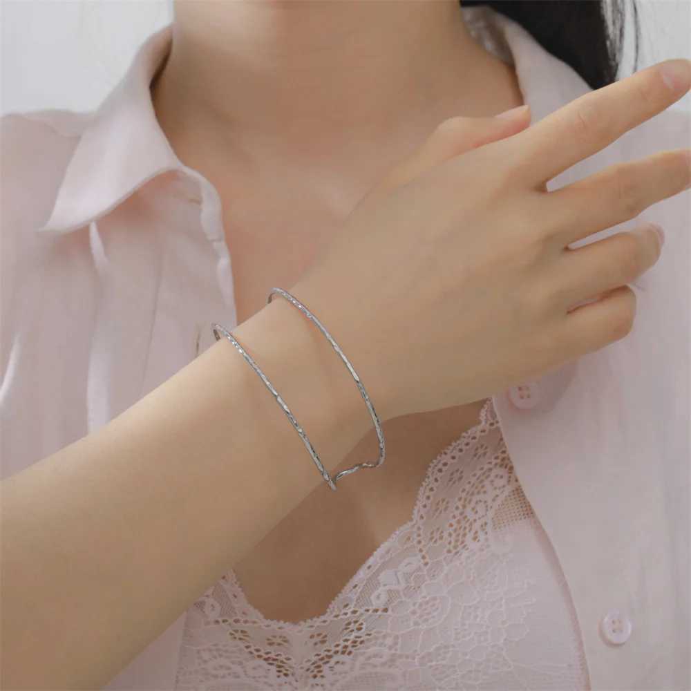 Simple C Shape Bracelets for Women Stainless Steel Gold Color Adjustable Open Cuff Bangle Jewelry Double Layered Bracelet Gifts J251021