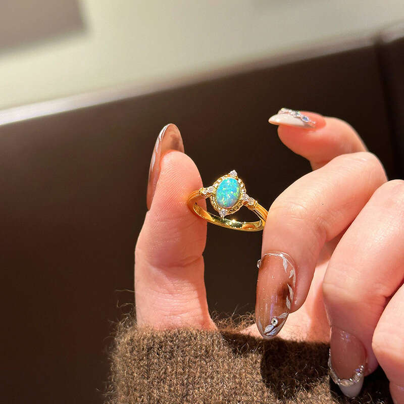 New Blue Sapphire Designer Opal Ring Fashion Trendy High-Value Design Design Elegant Luxury Versatile