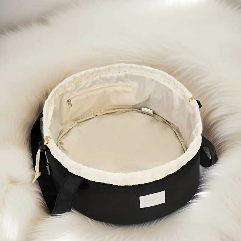 Large Capacity Bucket Cosmetic Bag Drawstring Makeup Travel Organizer with Adjustable Strap Flip Top Pockets GiftW251021