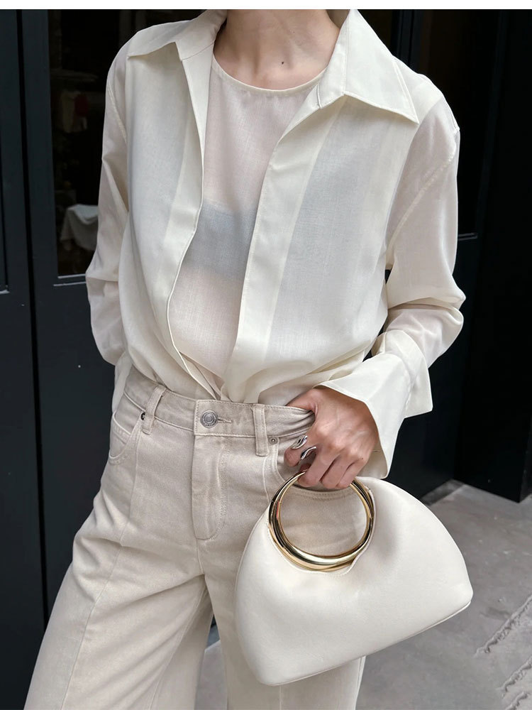 design French elegant handbag with metal ring cloud-shaped evening bag 2025 early spring high-end small bag