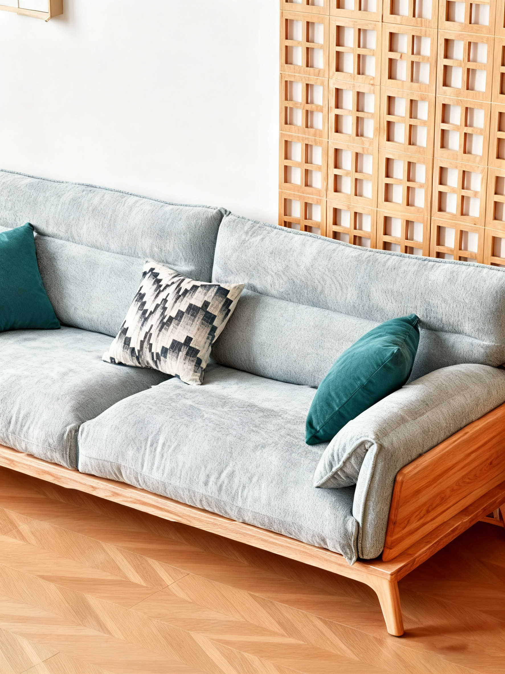 Elegant North American Solid Wood Wrapped Sofa with Comfortable Cushions
