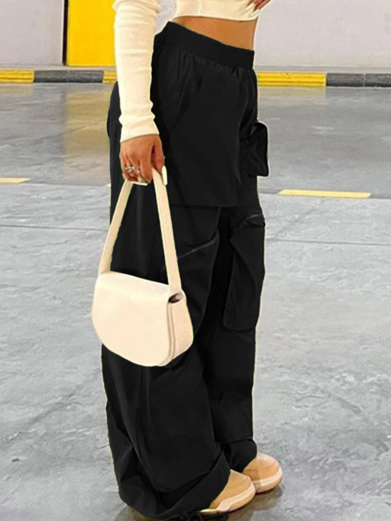 Fashion Y2K Loose Multi Pocket Zipper Cargo Pants Casual Sports Wide Leg For Hiking Womens Athleisure 251015