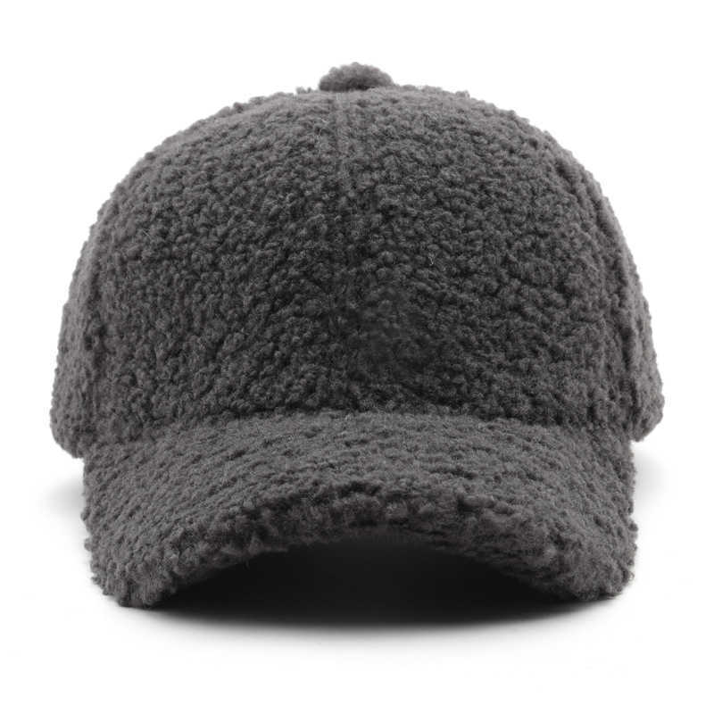 Fashion Solid Color Lamb Wool Curved Brim Baseball Cap Outdoor Sports Casual Warm Sunshade Duckbill Cap H251020