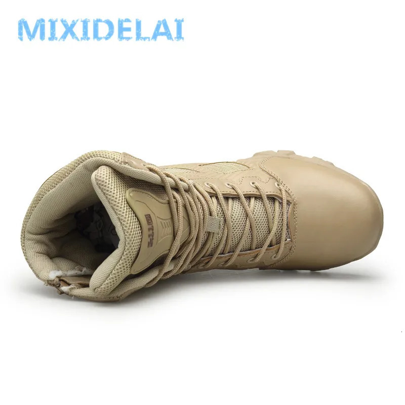 MIXIDELAI Size 3947 Desert Tactical Mens Boots Wearresisting Training Boots Waterproof Outdoor Hiking Men Combat Ankle Boots251020