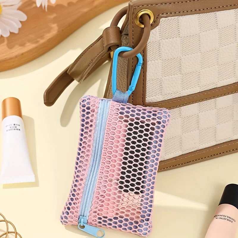1pc transparent Mesh Makeup BagStylish Portable Cosmetic Pouch with ZipperFlat Design for Toiletries and Makeup StorageW251021