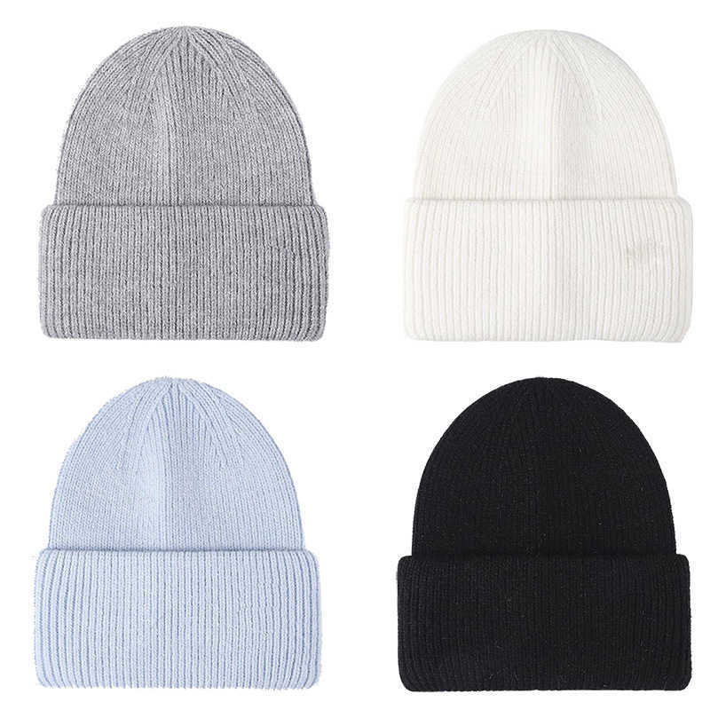Autumn Winter New Knitted Hat for Women with Rabbit Fur Pullover Hat Fashionable Versatile Ear Protection Outdoor Warm Winter Yarn Hat H251020