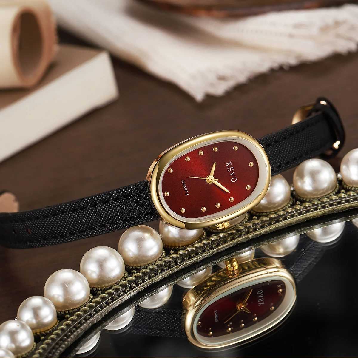 Womens stylish quartz with a point scale metallic leather str for Halloween Christmas giftXJ251021