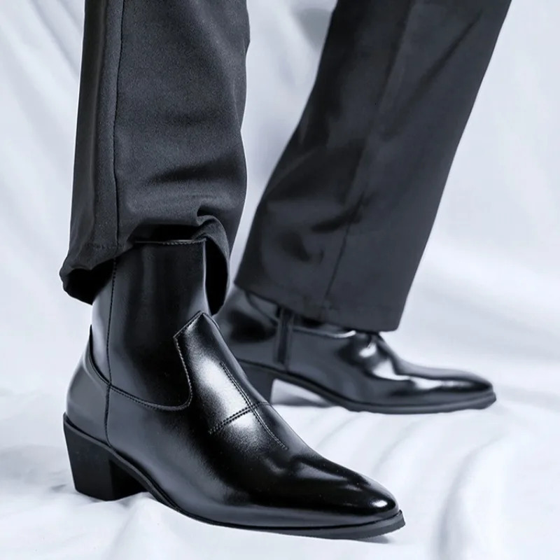 Mens Boots Fashion Chelsea Boot Leather Botas Black Classic Business Dress Boots Casual Ankle Boots for Men Botas251020