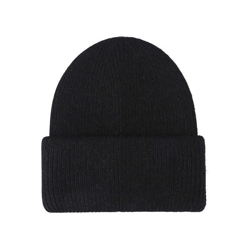 Autumn Winter New Knitted Hat for Women with Rabbit Fur Pullover Hat Fashionable Versatile Ear Protection Outdoor Warm Winter Yarn Hat H251020