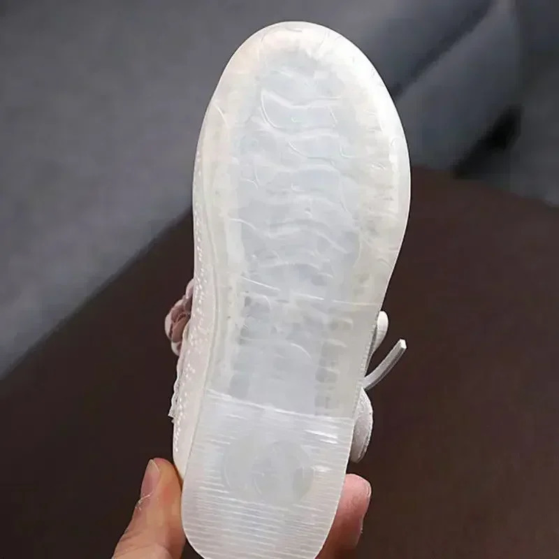 Childrens Flats Lace Big Flower Princess Party Performance Shoes Big Student Girl Shoes for Kids Soft Sole Leather Flats 251021