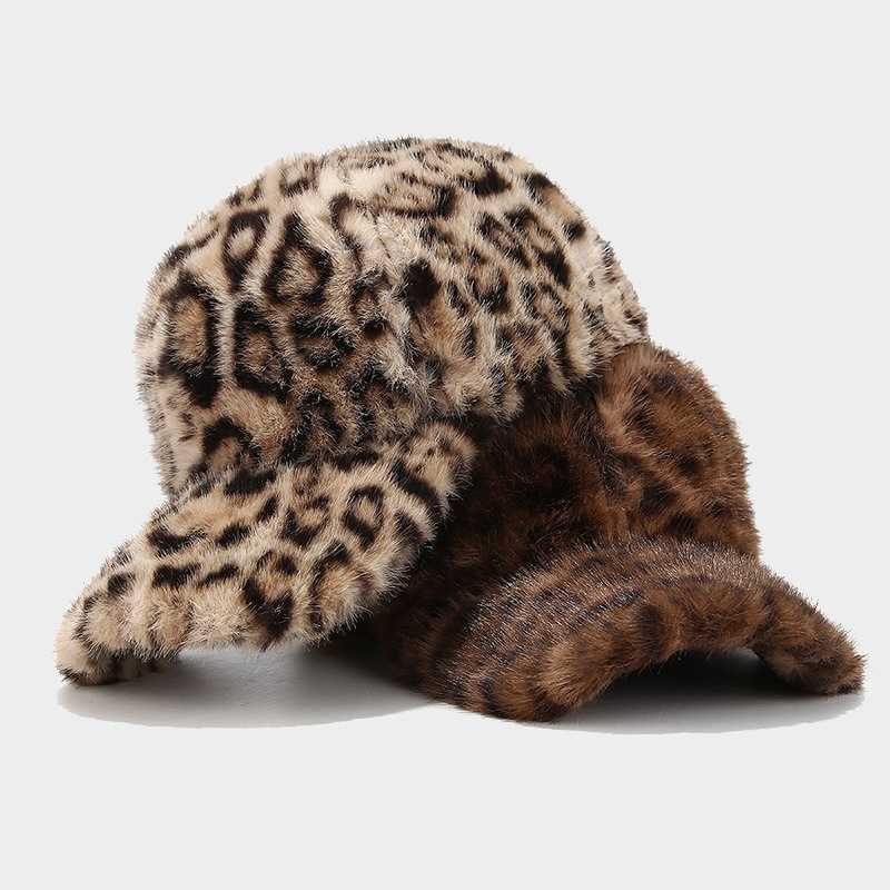 New Fashion Thickened Warm Leopard Print Plush Baseball Cap for Autumn and Winter Outdoor Street Sun Protection H251020