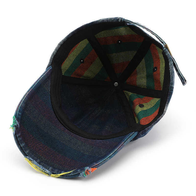 Womens Unique Style Fashion Washed Distressed Denim Solid Color Baseball Cap Outdoor Mens Sun Protection Baseball Cap H251020