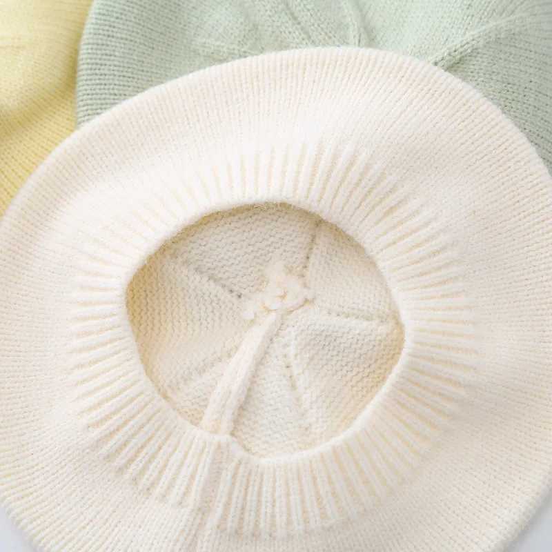Fashion Baby Knitted Beret Hat Solid Color Childrens Warm Hats Autumn Winter Painter Cap For Girls Kids Bonnet Accessories J251021