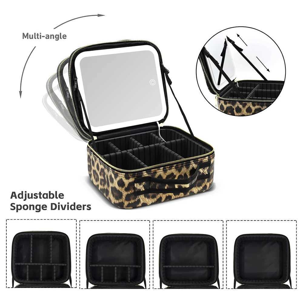 Makeup Bag with Light up Mirror Travel Makeup Case with Mirror and Lights Lighted Cosmetic Train Case with 3 Color Settings MW251021