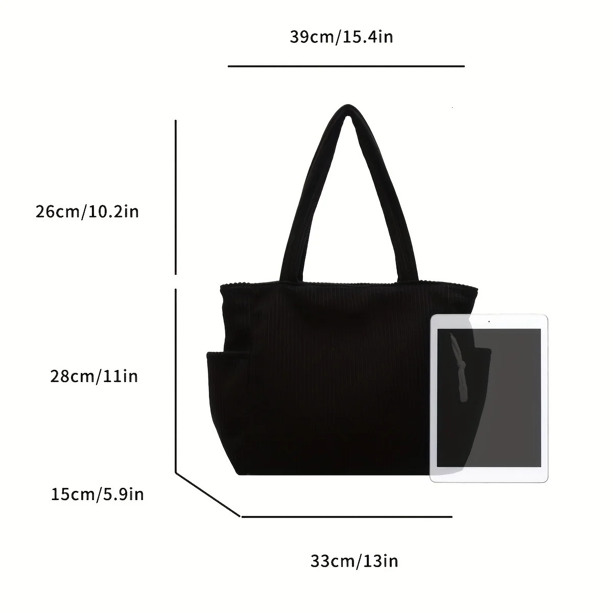 Durable Soft Corduroy Womens Casual Tote Bag MultiCompartment Zipper Closure Commute Shoulder Bag For Women i251021
