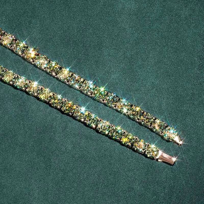 3mm 4mm 5mm 65mm Green Moissanite Tennis Chain Hip Hop Pass Diamond Tester Iced Out GRA Bling 925 Silver Necklace Fine Jewelry