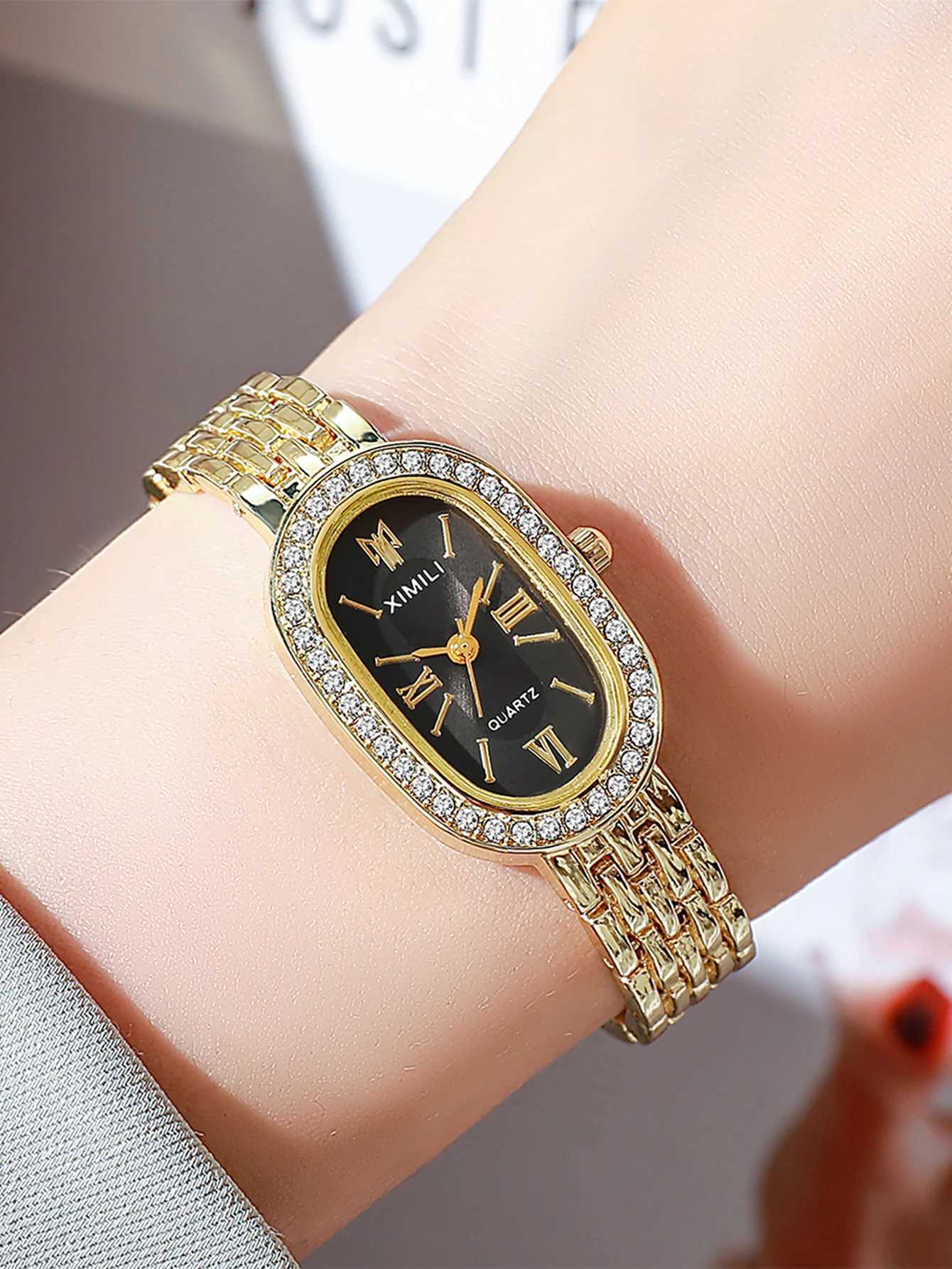 Metallic Roman Numerals Fashion Luxury Ladies Quartz for Christmas Halloween Holiday GiftsXJ251021