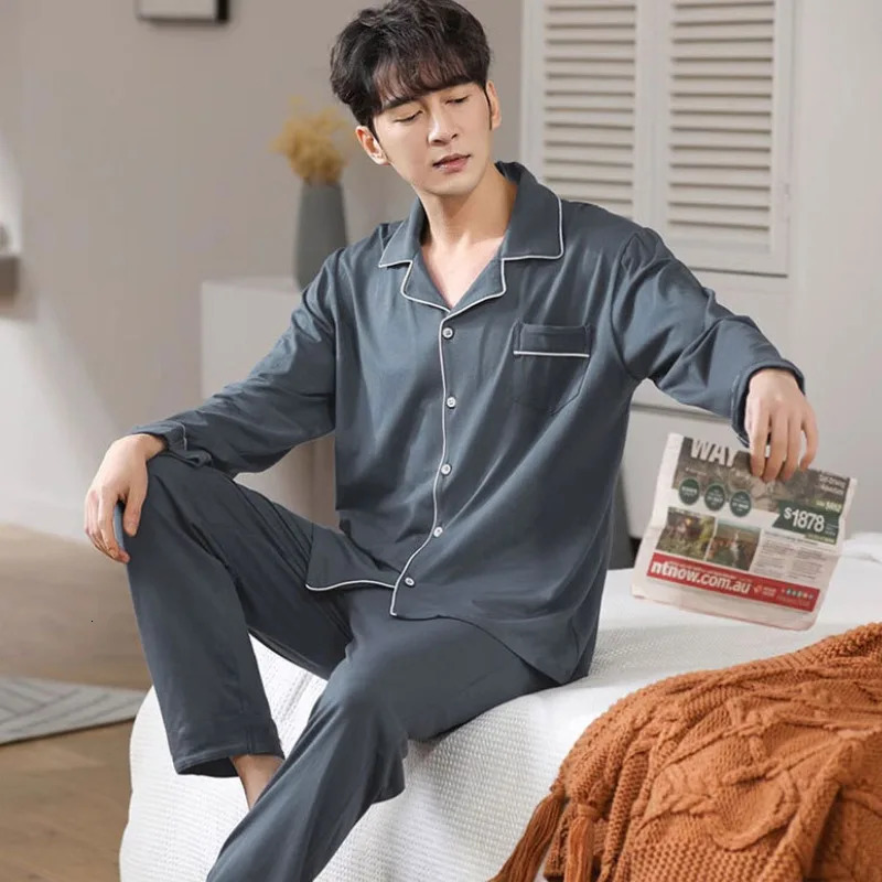 92 Bamboo Fiber 8 Spandex Home Clothes Comfortable Sleepwear Mens Set Spring And Autumn Environmentally Friendly Pijamas 251021