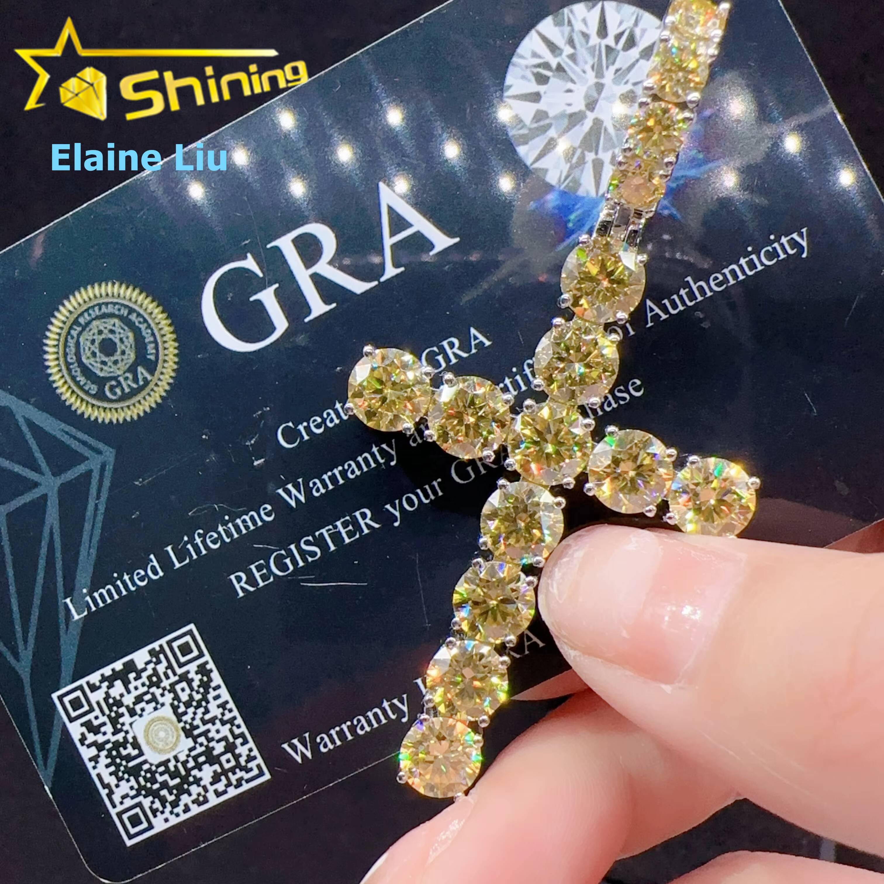 Fine Jewelry Hip Hop Sterling Silver 925 Iced Out Custom Photo Custom Pendant VVS Moissanite Diamond Cross Pendant