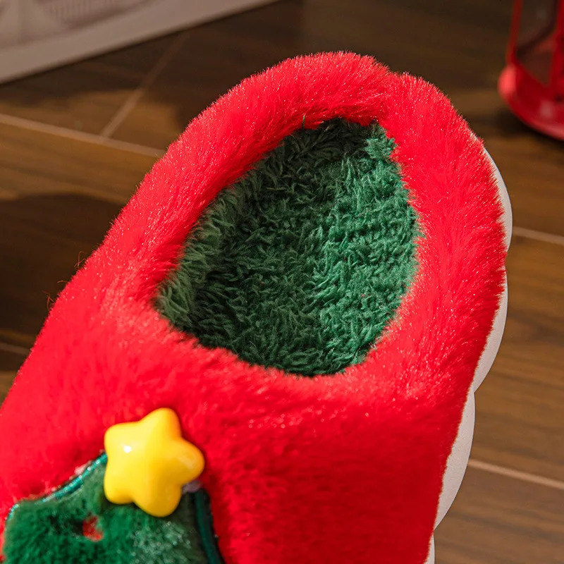 Christmas Themed Plush Slippers for Women and Men Cozy Home Winter Indoor Soft Cotton Shoes Holiday 251021