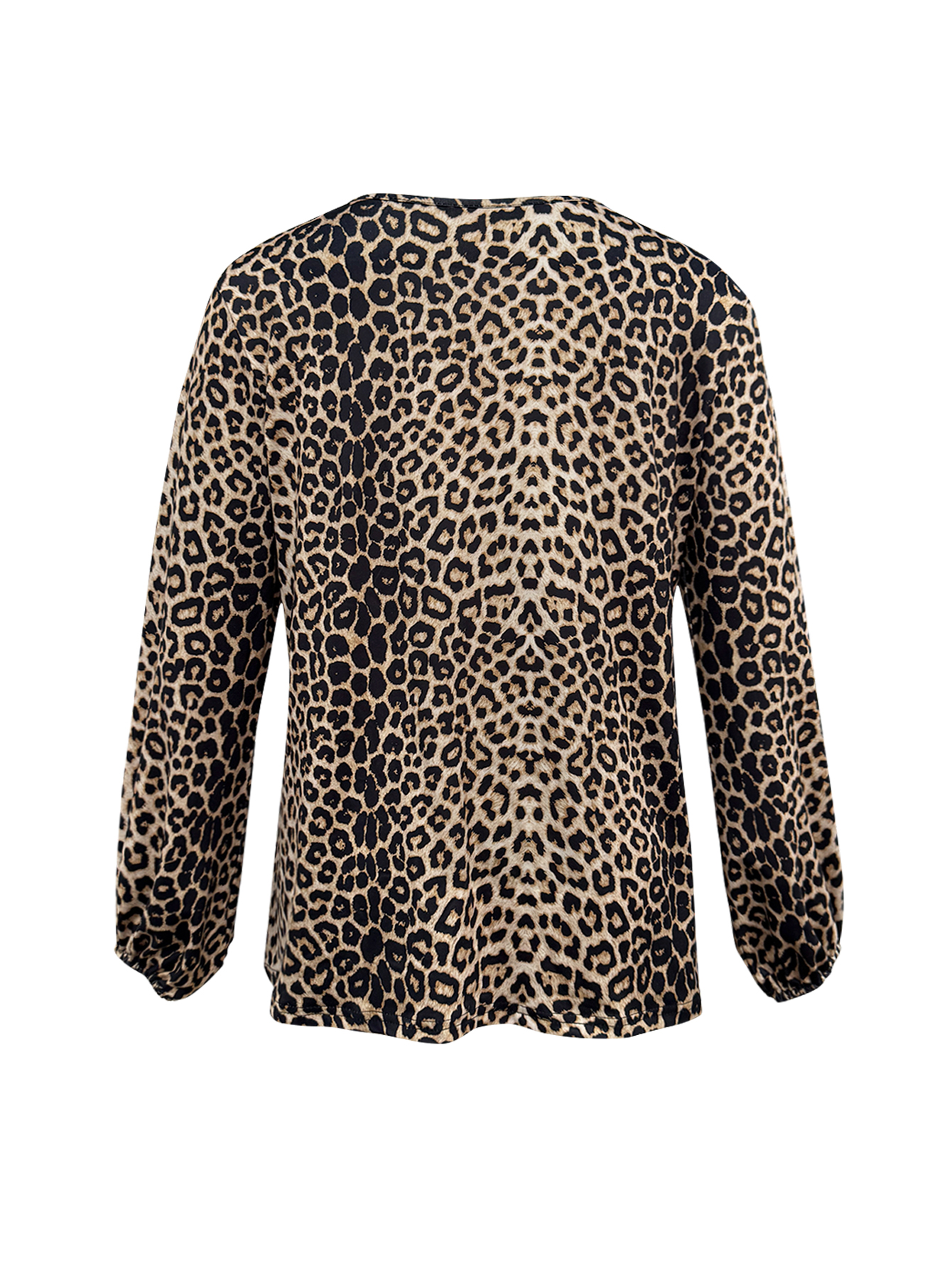 Women's Autumn & Winter New Retro Leopard Print V-Neck Long Sleeve Top, Milk Silk Elegant Office Casual Women's Blouse (S-XXL, Coffee Leopar