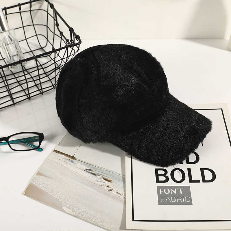 Plush Baseball Cap for Women Winter Large Head Circumference Stylish Ear Protection Duckbill Cap Autumn Winter Hat H251020