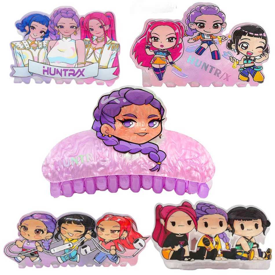 Hot KPop Demon Hunters Hair Clip Cartoon Printing Rumi Mira Zoey Acrylic Hairclip Anime Peripheral Hair Decoration Girl Gifts L251020
