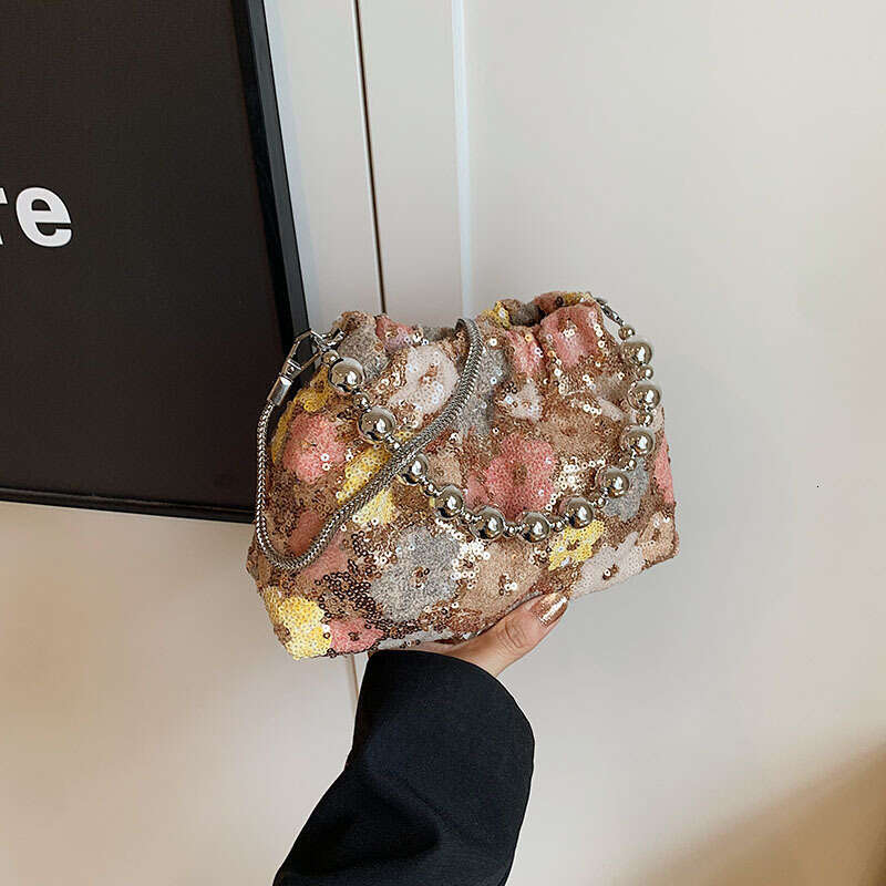 Niche Sequin for Women 2025 New Fashion Versatile Chain Crossbody Handheld Outdoor Small Tote Bag