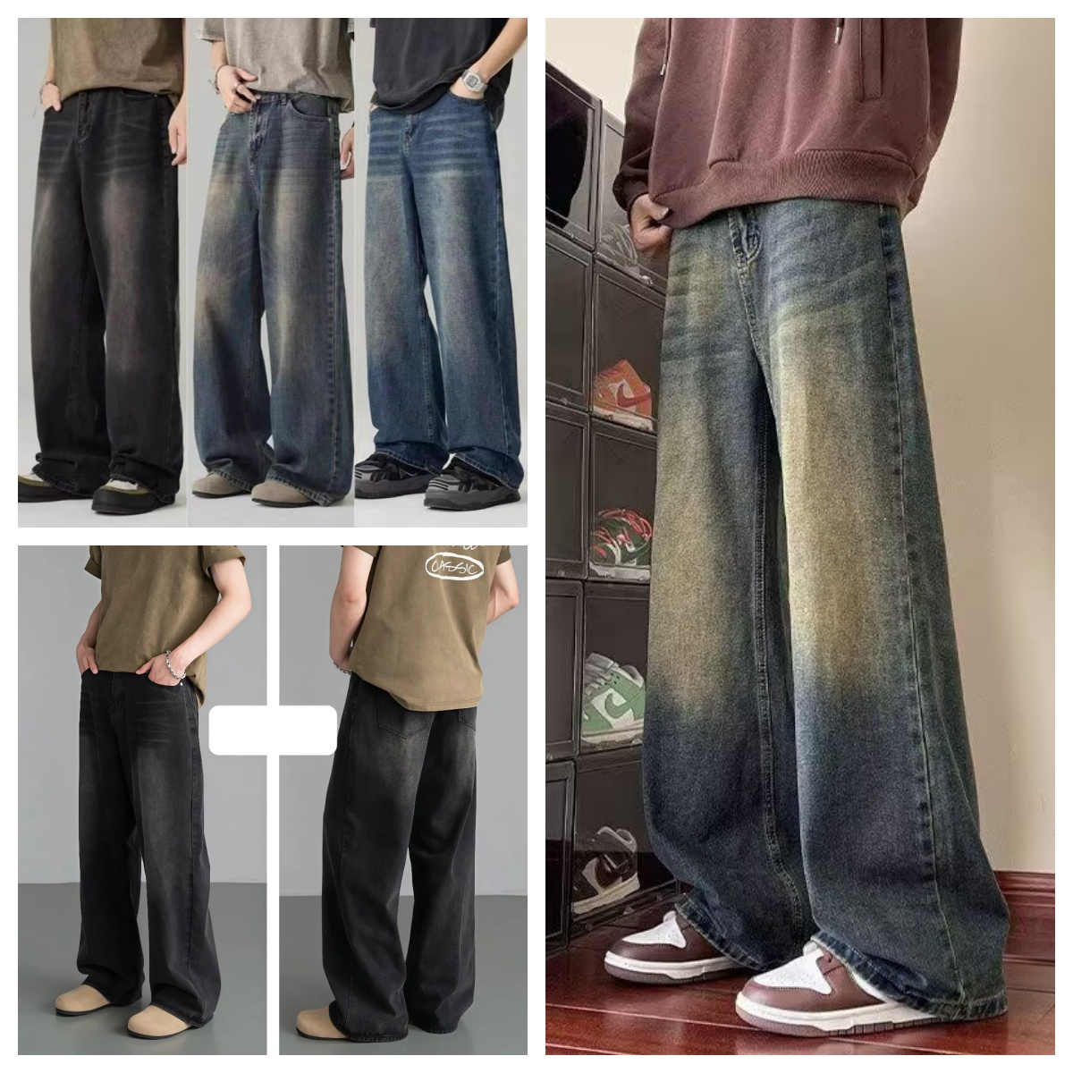 Men's Jeans Y2K Fashion Washed Wide Leg American Jeans Loose Straight Retro Style Spring Autumn Casual Denim Trousers designer