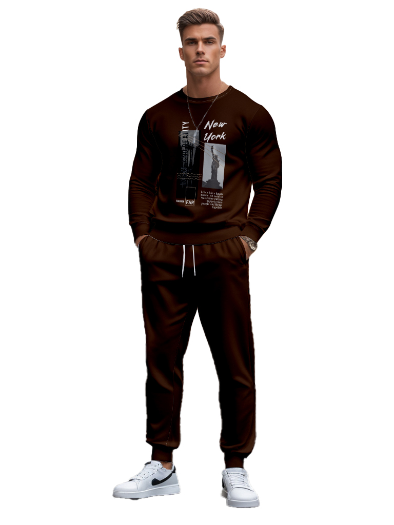 Round Neck Sweatshirt for Men - Comfortable Cotton Blend - YLWY0011