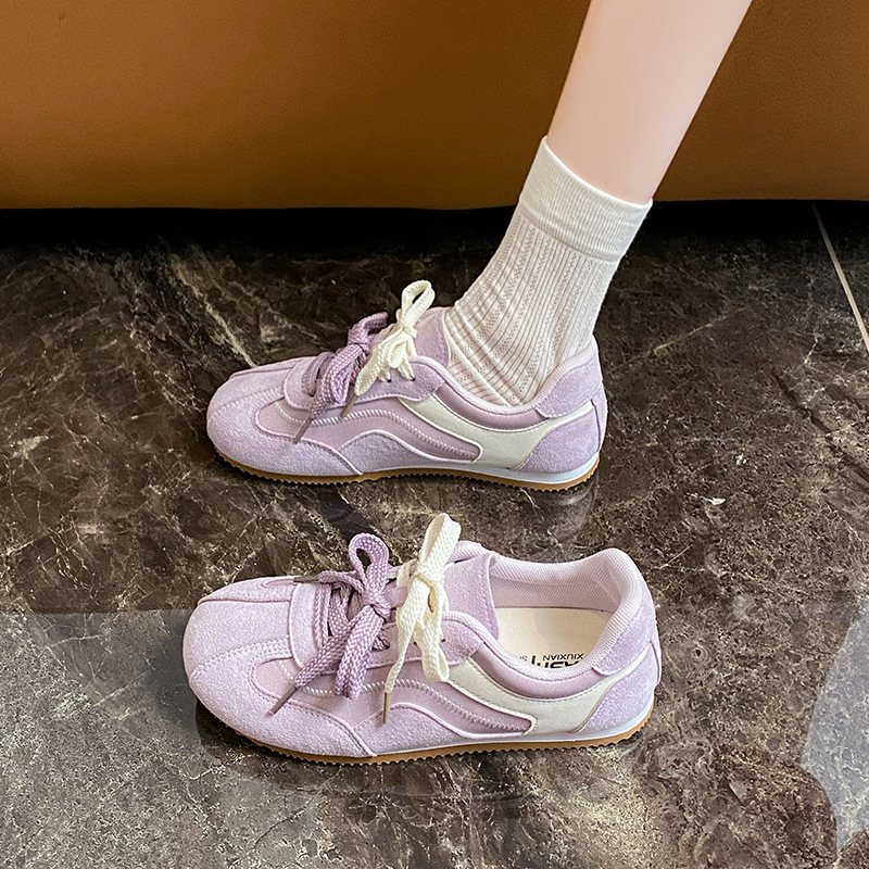 Retro flat German training women's new versatile casual Forrest Gump shoes in the spring and summer of 2025, round toe white shoes and high heels