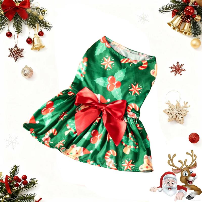 Christmas Pet Clothes Round Neck Sleeveless Printed Dress Santa Claus Snowflake For Small Medium Large Dogs Year Present H260129