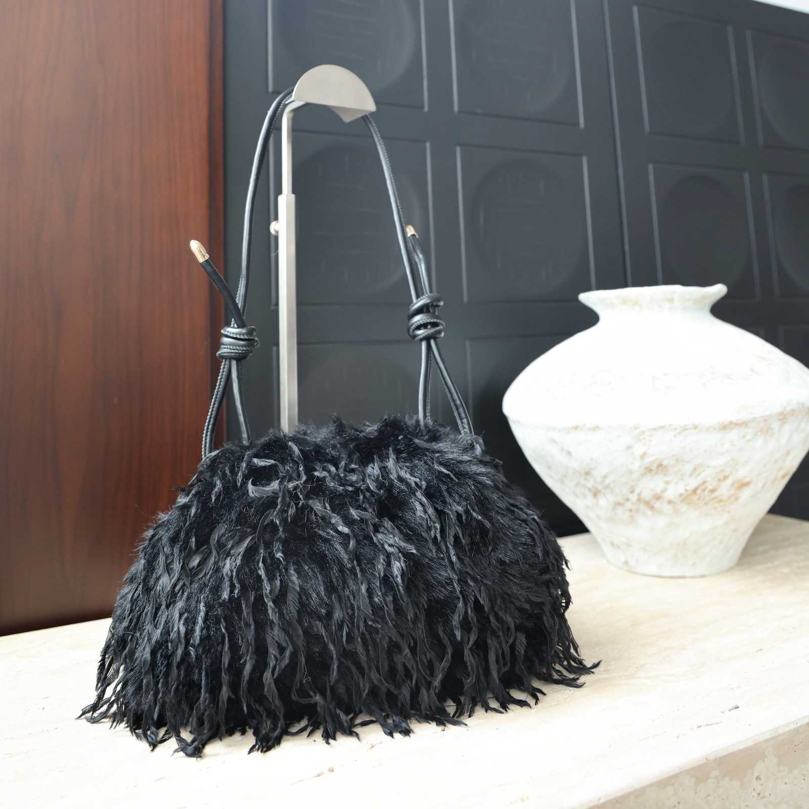 25 New Style Fluffy Bag Feather Cloud Bag Underarm Bag Wrinkled Clutch Bag Plush Fairy Bag 2336#