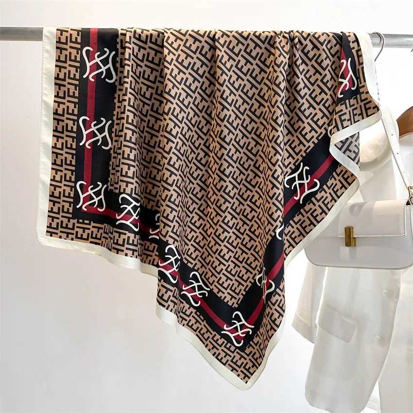 9090cm Silk Scarves Wen Square Satin Hijab Scarf Handkerchi Shawls Wraps Scarf Fa band Foard Bandana EcharpeW251021