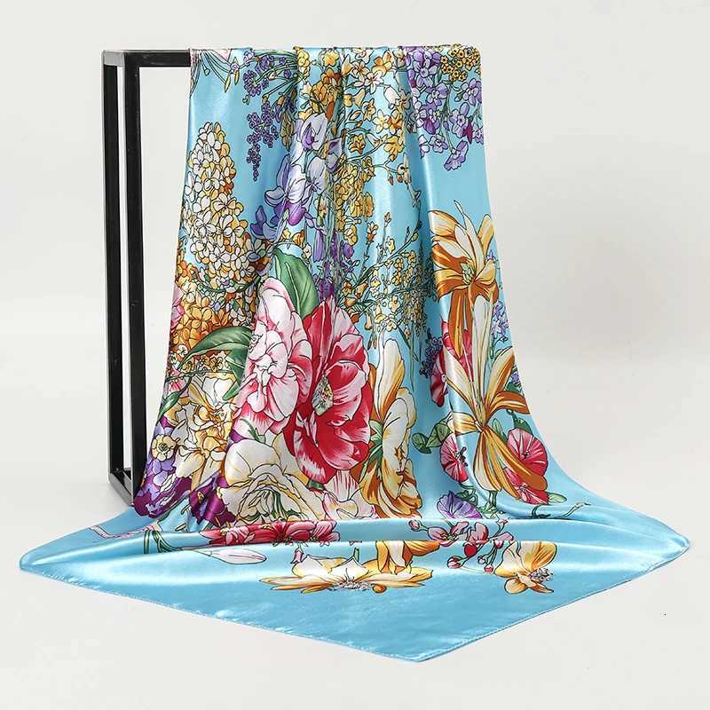 Wen Spring Summer Square Scarf 9090cm Satin Silk Scarves scarf Fa Foard Beach Bandana Ladies Neckerchi Hair bandW251021