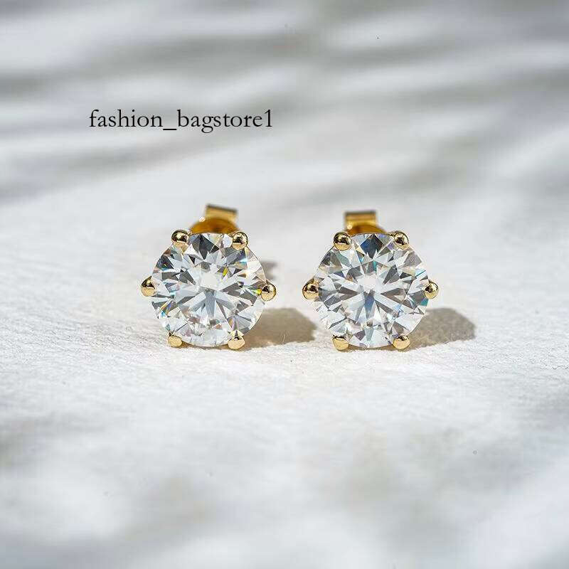 Starsgem 6 Prong 14k 2ct 8mm Round Cut Basket Setting Zirconia Stud Earrings