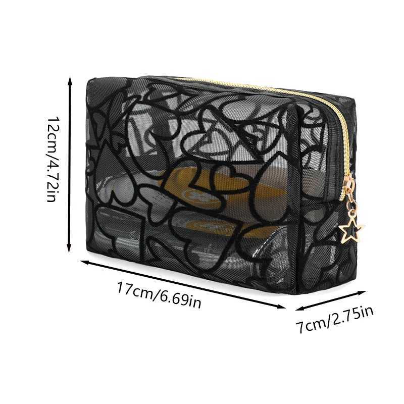 Love style handheld makeup bag travel transparent mesh storage bag travel storage makeup bagW251021
