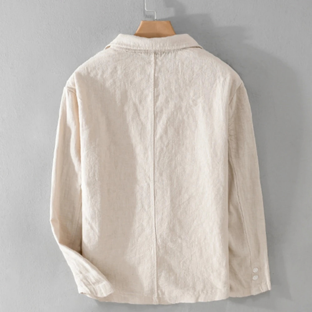 mens Blazers Linen and Cotton Casual men clothing fashion Spring Autumn Solid Tops for Young men loose Suit Coat 251021