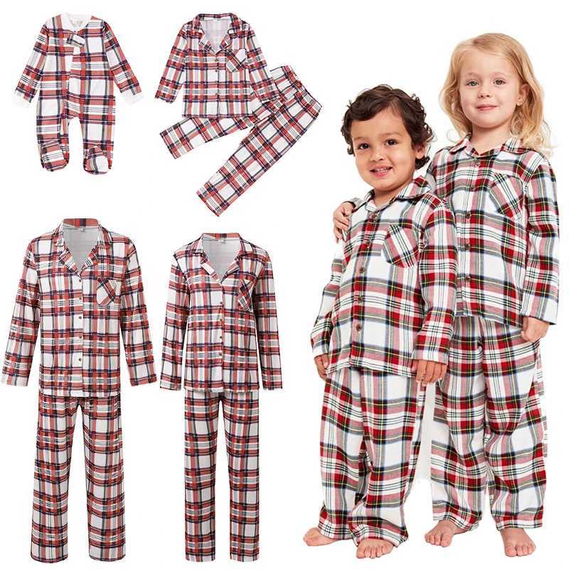 100 Cotton Plaid Print Christmas Pajama for the Whole Family Baby Womens Pyjamas Childrens Pajamas Sets Sleepwear Loungewear L251021AAY6