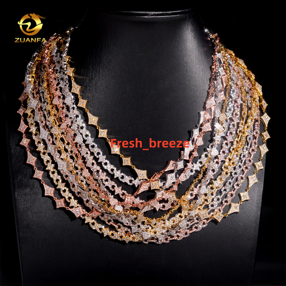 4 Styles Fashion Moissanite Necklace Hip Hop Jewelry Cluster Iced Out Moissanite Diamond Link Chain