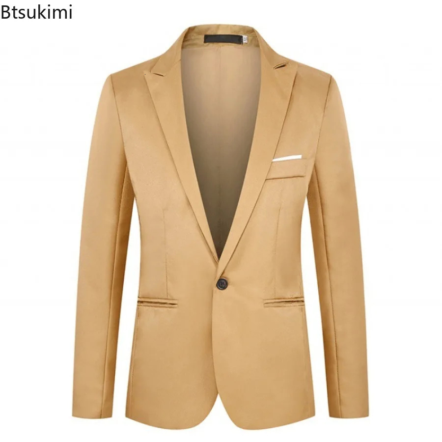 2025 Mens Slim Blazers Fashion Singlebutton Business Casual Suit Jacket Solid Elegant Stylish Party Wedding Suit Tops Male 251021
