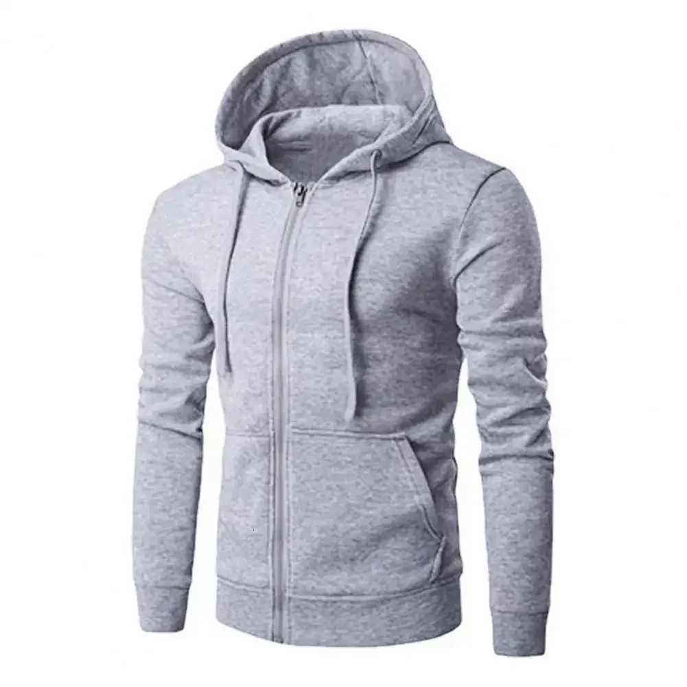 Mens Fashion Fleece Loose Casual Zipper Hoodie Suitable for Spring and Autumn Wear W251021