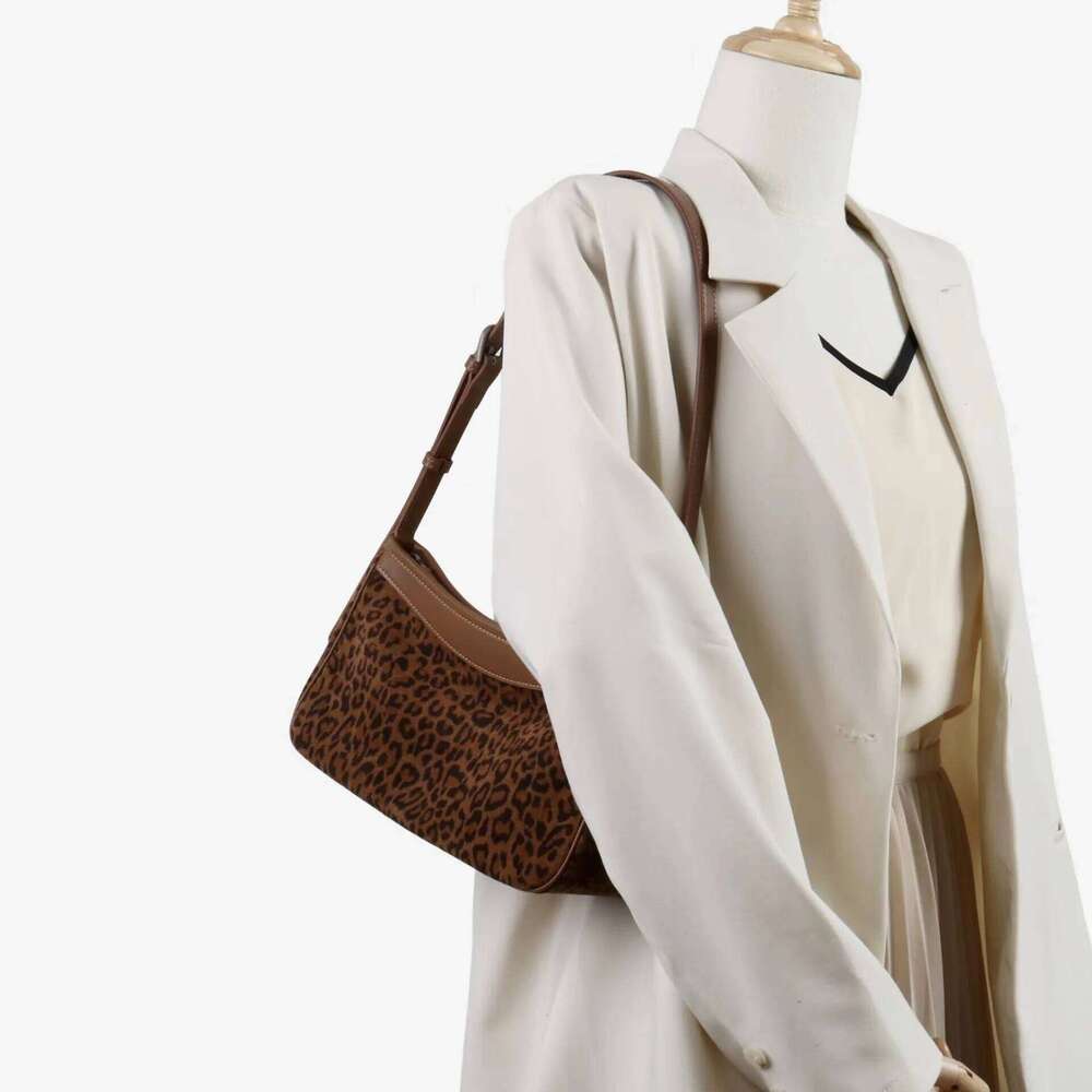 Leopard Print Suede Underarm Shoulder Bag 2025 New Vintage Crossbody Purse For Women Simple Fashion Handbag