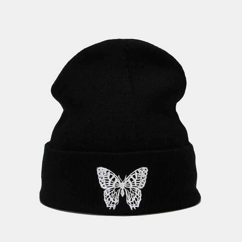 Autumn and Winter New Butterfly Embroidery Knitted Hat Pullover Hat Outdoor Versatile Warm Wool Hat H251020