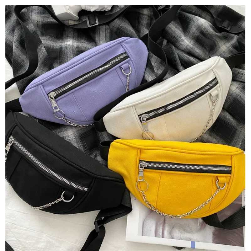 Canvas Chain Fanny Waist Bag Designer Zipper Chest Bag Sport Travel Girl Waist Belt Bags Fashion Phone Waist Pack Chest Bag Z251021