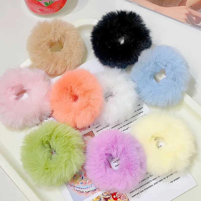 New Colorful Fluffy Hair Band For Women Girls Ponytail Holder Hair Tie Plush Scrunchie Rubber Band Fashion Hair AccessoriesW254021
