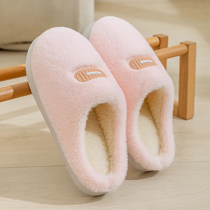 Velvet cotton slippers for autumn and winter home couples warm home indoor thick soled non slip slippers for men and women 251021